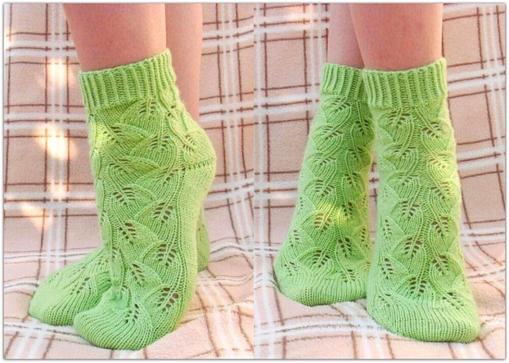 Выбираем схемы красивых узоров для вязания спицами носков