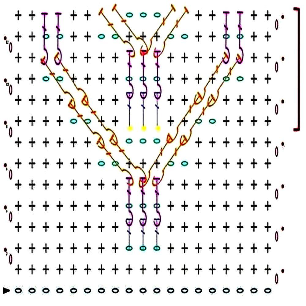 Диагональный узор крючком схема