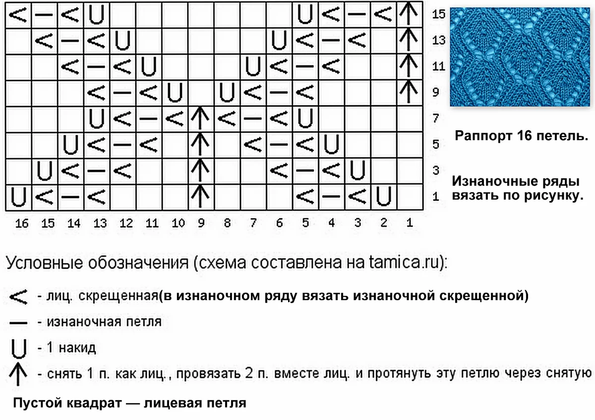 Ажур листочки спицами схема