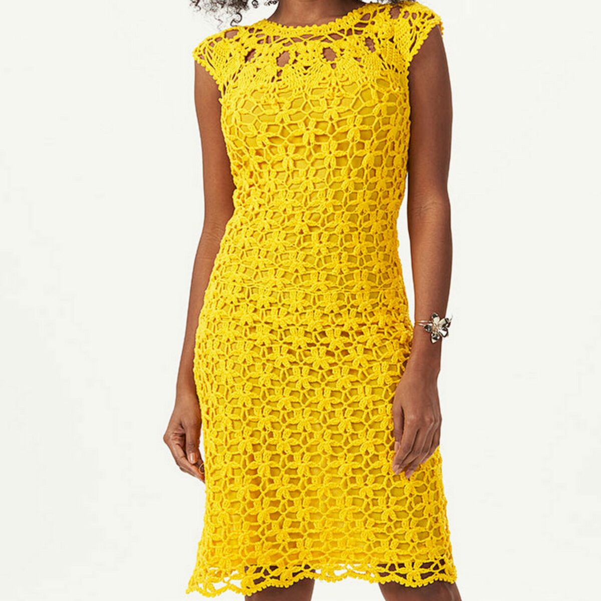 Лимонное платье крючком. Выкройка и схемы