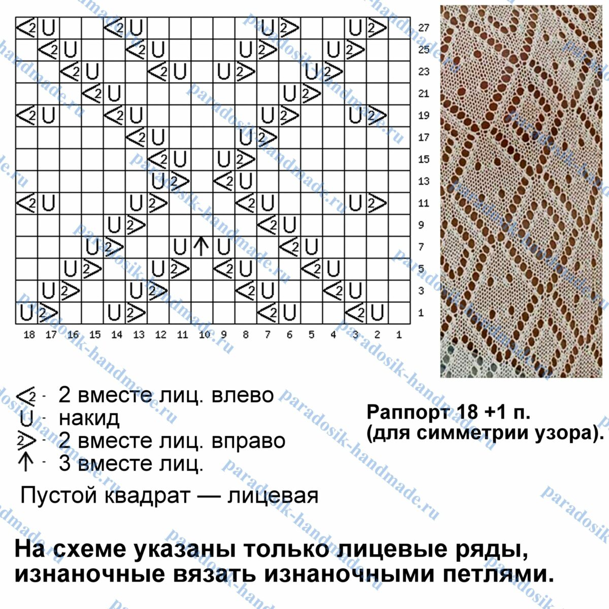 Узор паркет спицами схема и описание